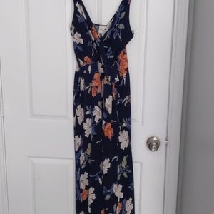 Navy Floral Faux Wrap Jumpsuit L